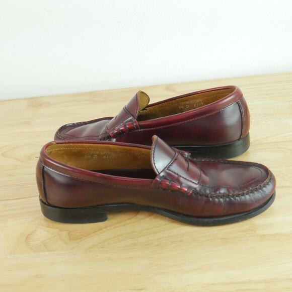 Vintage Mens 9 1/2 Penny Loafers Burgundy Slip On Shoes Preppy Classic Heritage main image 9